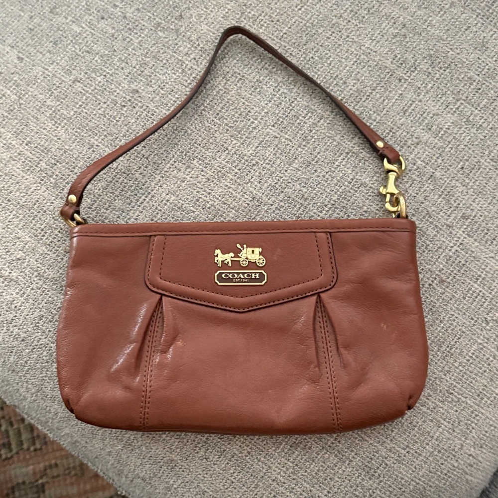 Coach Brown Leather Wristlet